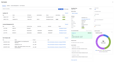 My Assets — Overview tab
