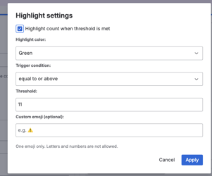 Highlight settings