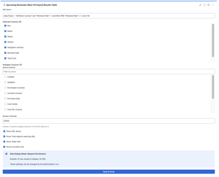 Results Table configuration