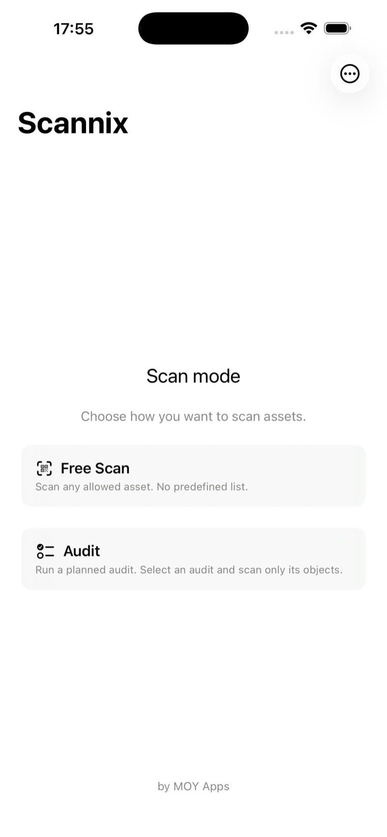 Scannix iPhone app — scan mode